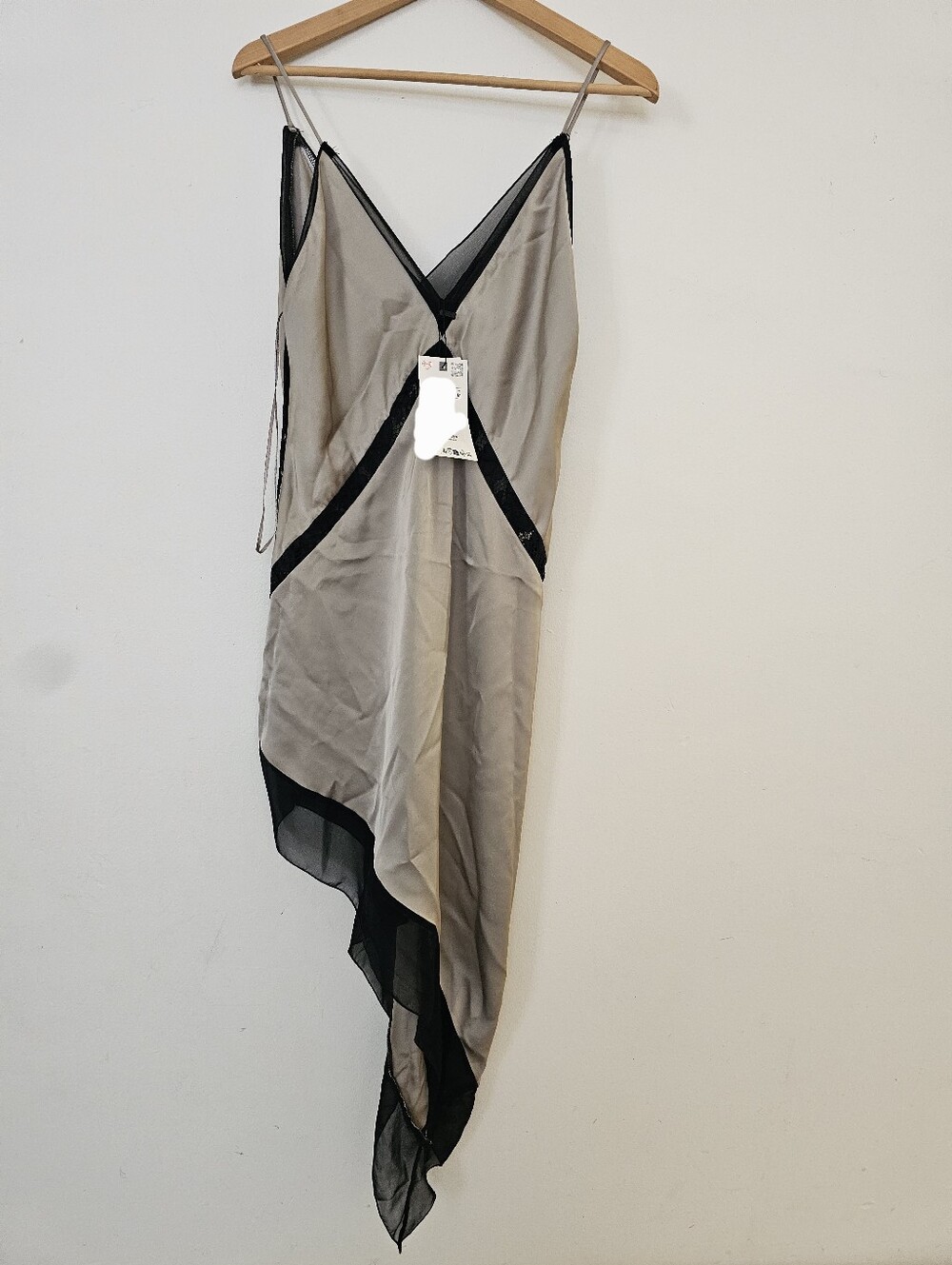 Zara Slip Dress with Black Trim in Taupe